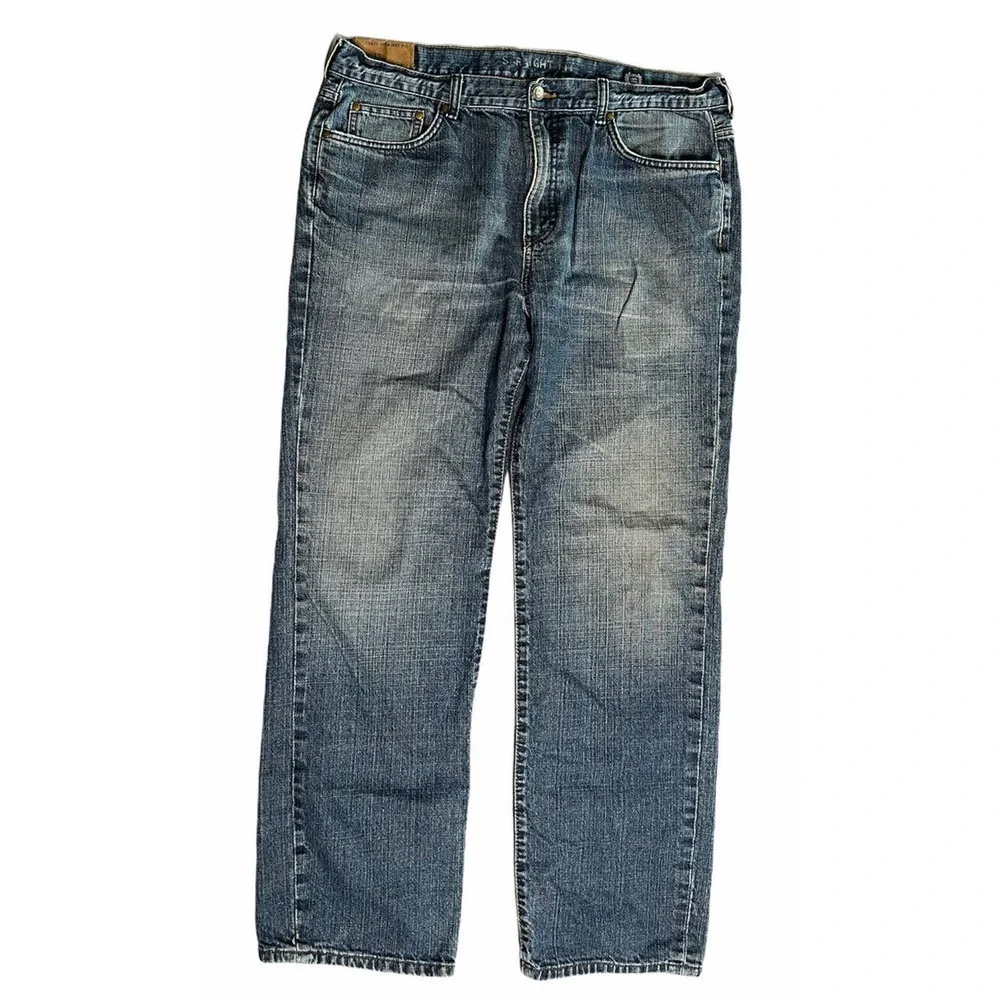 Mens Chaps Denim Straight Fit 100% Cotton Blue Jeans Size 38x32